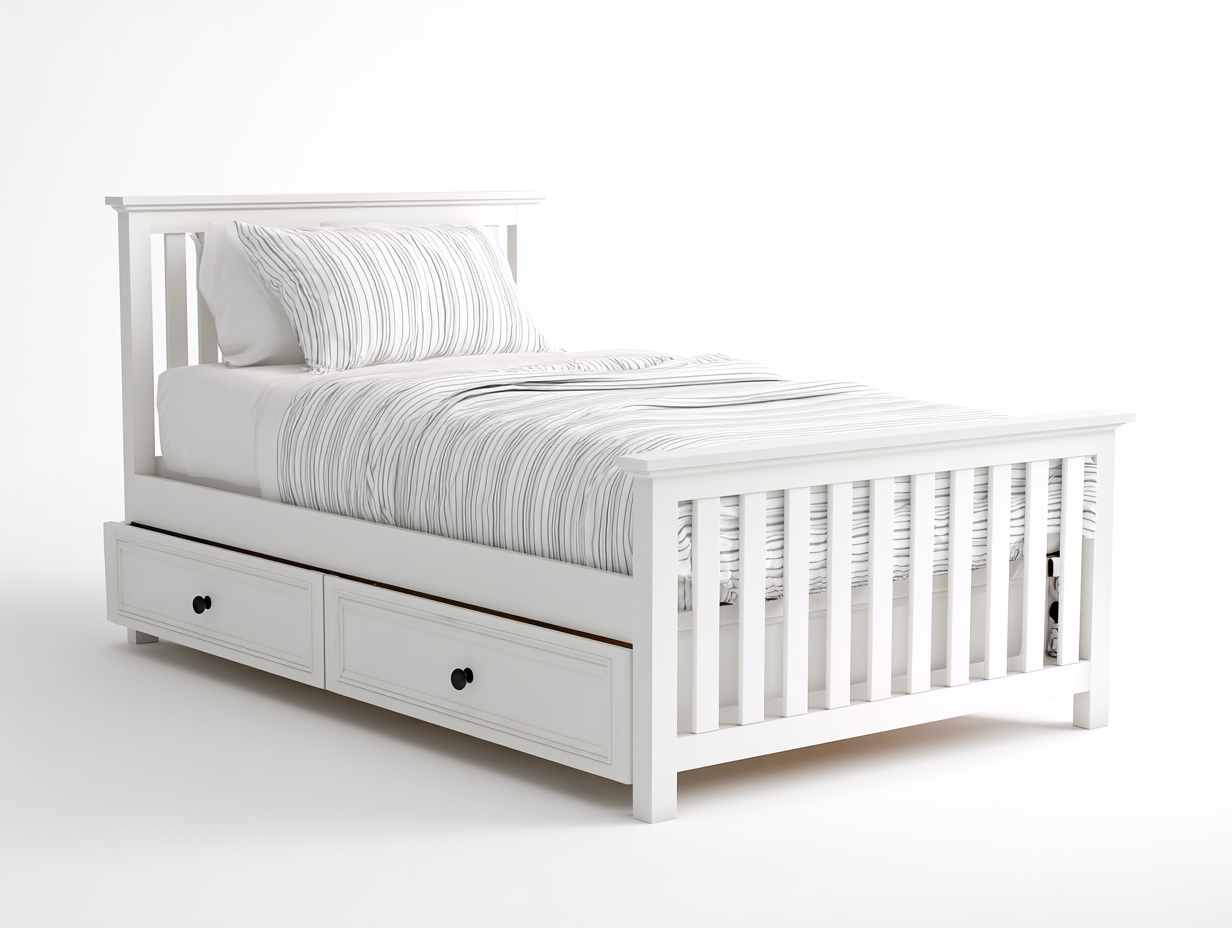 Letto singolo in legno 200x90x95 cm bianco - stile classico per camera da letto