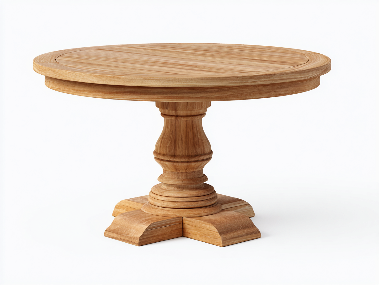 Tavolo da giardino in legno 115x115x75 cm - naturale - design classico rotondo per esterno