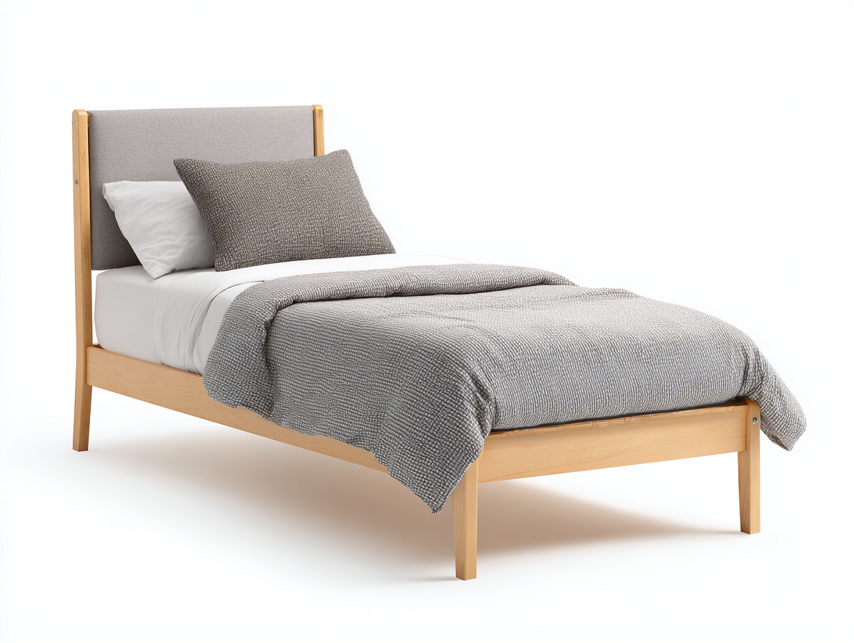 Letto singolo in legno 205x98x108 cm - naturale chiaro-grigio - design moderno per camera