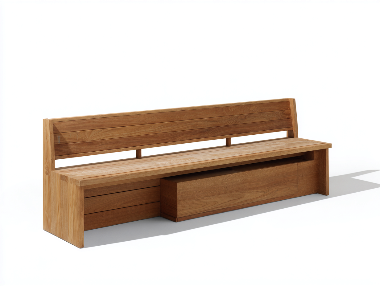 Panche da giardino in legno massello con spazio contenitore 185x58x84 cm color legno naturale - design moderno minimalista