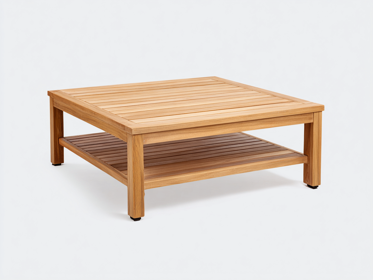 Tavolo da giardino in legno di teak 80x80x45 cm marrone naturale - stile moderno per esterno