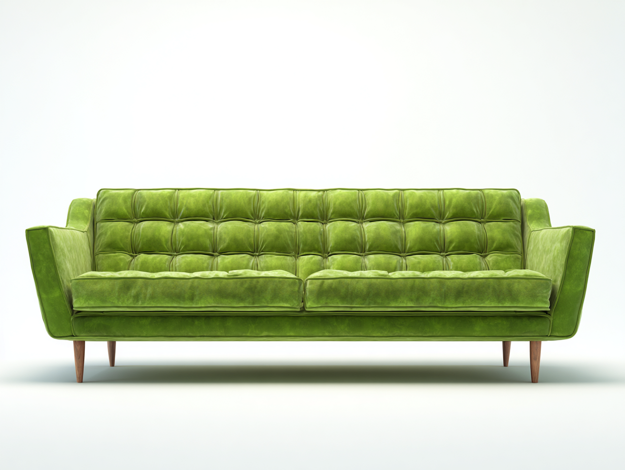Divani a 3 posti in velluto verde per soggiorno 228x90x84 cm - stile moderno