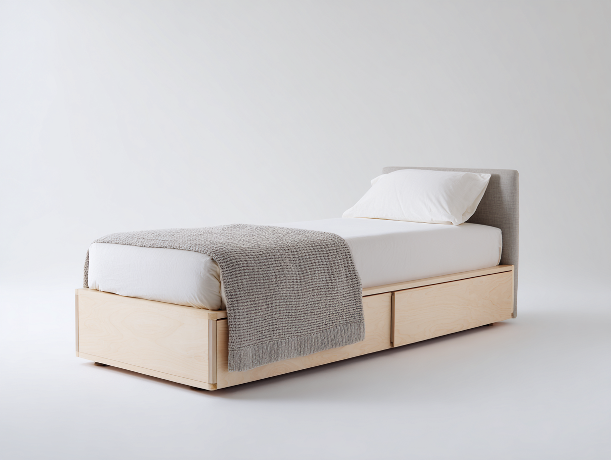 Letto singolo in legno 200x90x80 cm rovere chiaro grigio - stile moderno per camera da letto