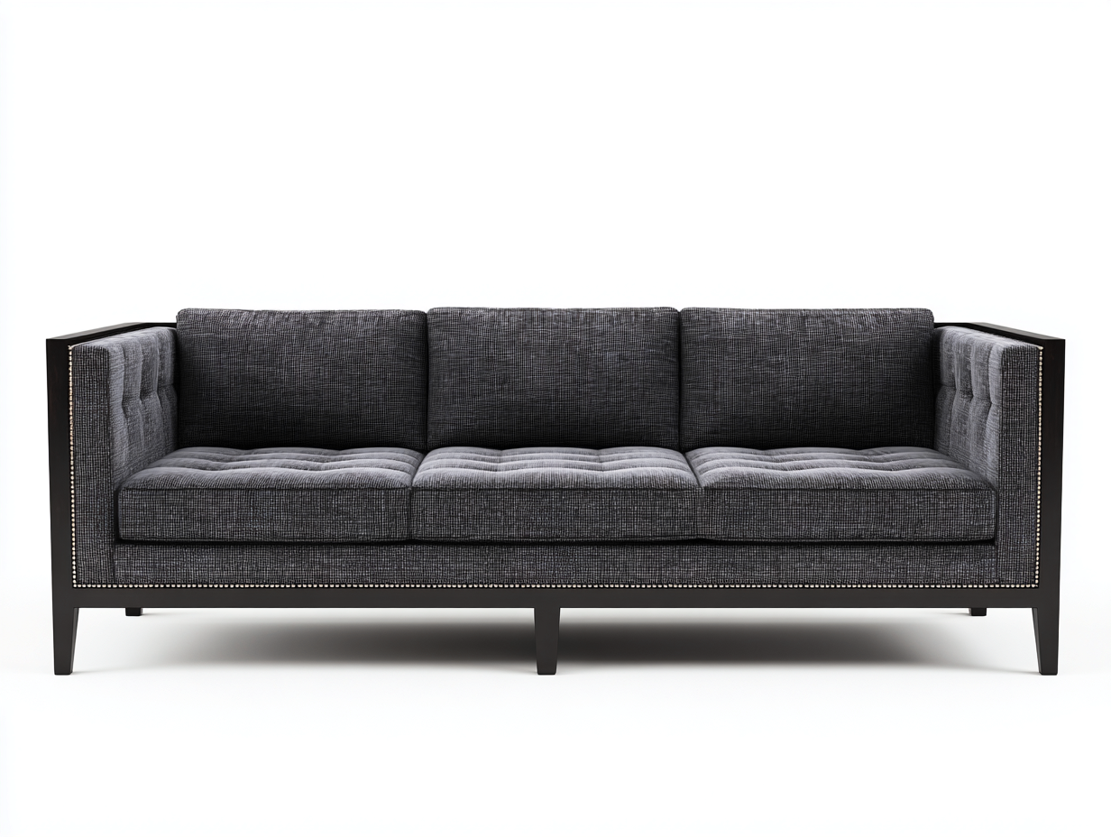 Divani a 3 posti in tessuto grigio antracite con struttura in legno nero per soggiorno 226x90x81 cm - stile contemporaneo raffinato
