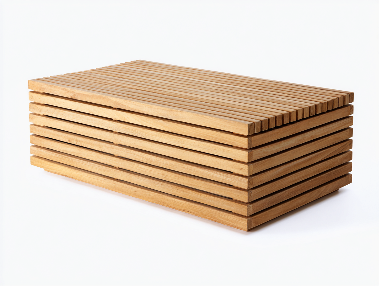 Tavolo da giardino in legno 110x60x35 cm - naturale - design moderno basso per esterno