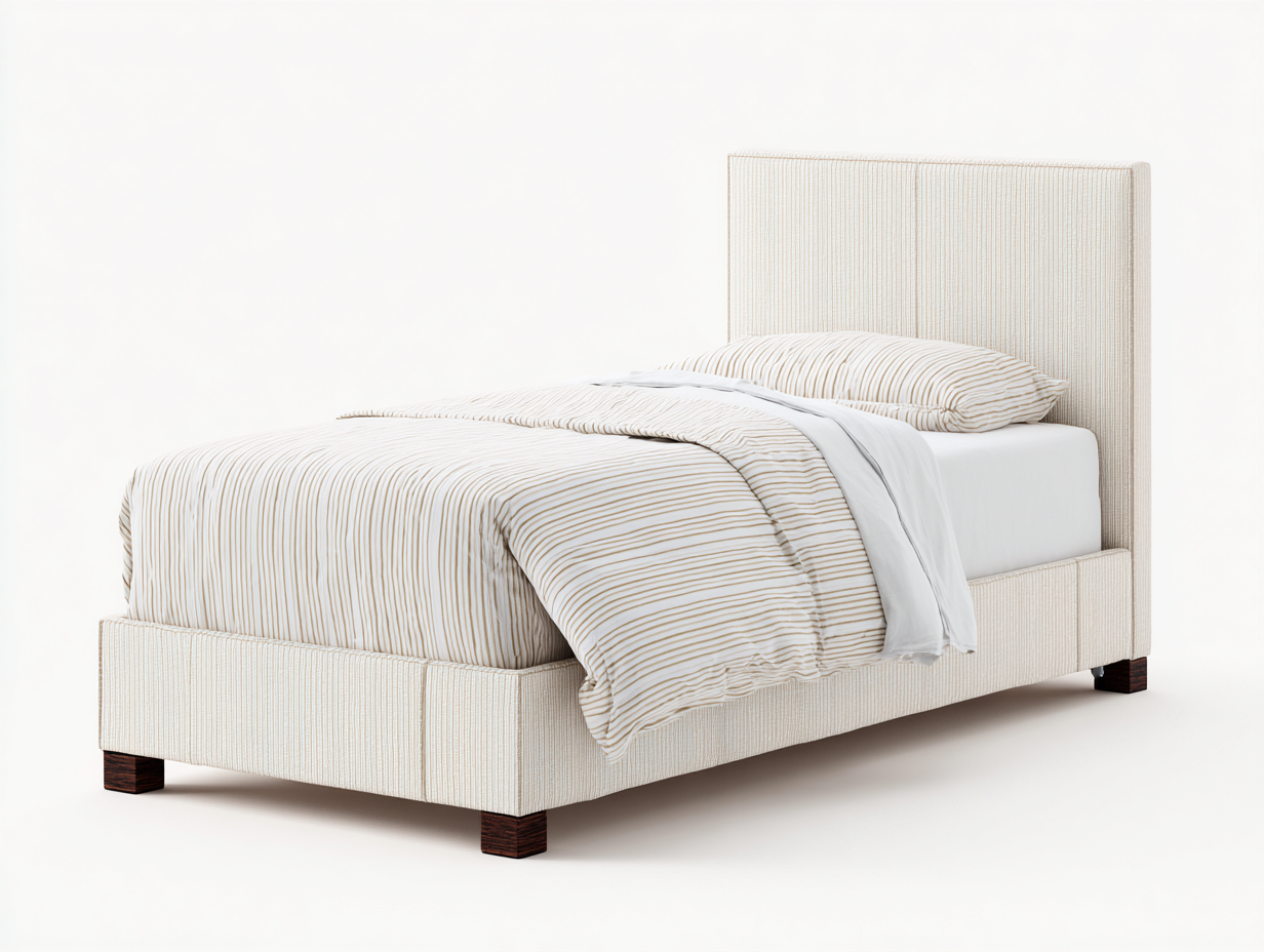 Letto singolo imbottito 200x90x95 cm beige - stile moderno per camera da letto