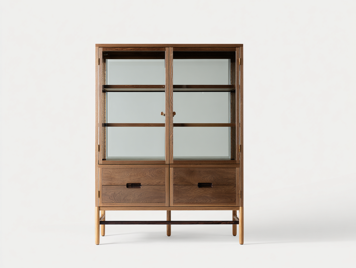 Librerie in legno e vetro 110x40x150 cm marrone naturale - stile moderno per soggiorno