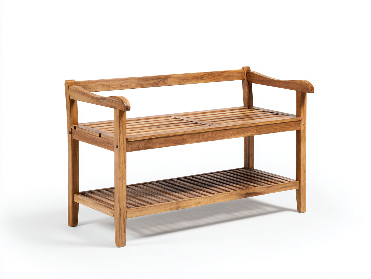Panche da giardino in legno di teak 150x55x85 cm marrone naturale - con ripiano inferiore per esterno