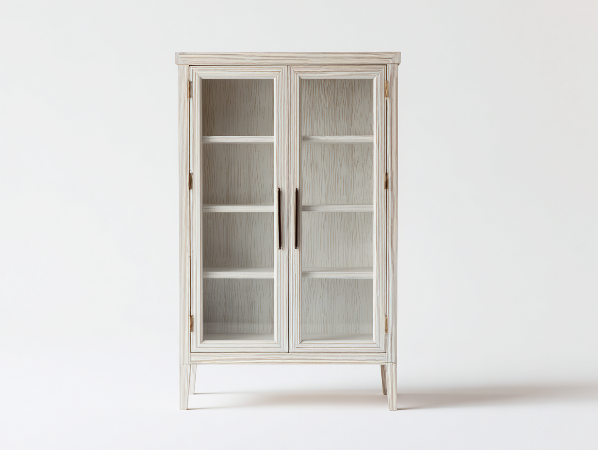 Librerie in legno e vetro 90x38x160 cm bianco decapato - stile classico per soggiorno