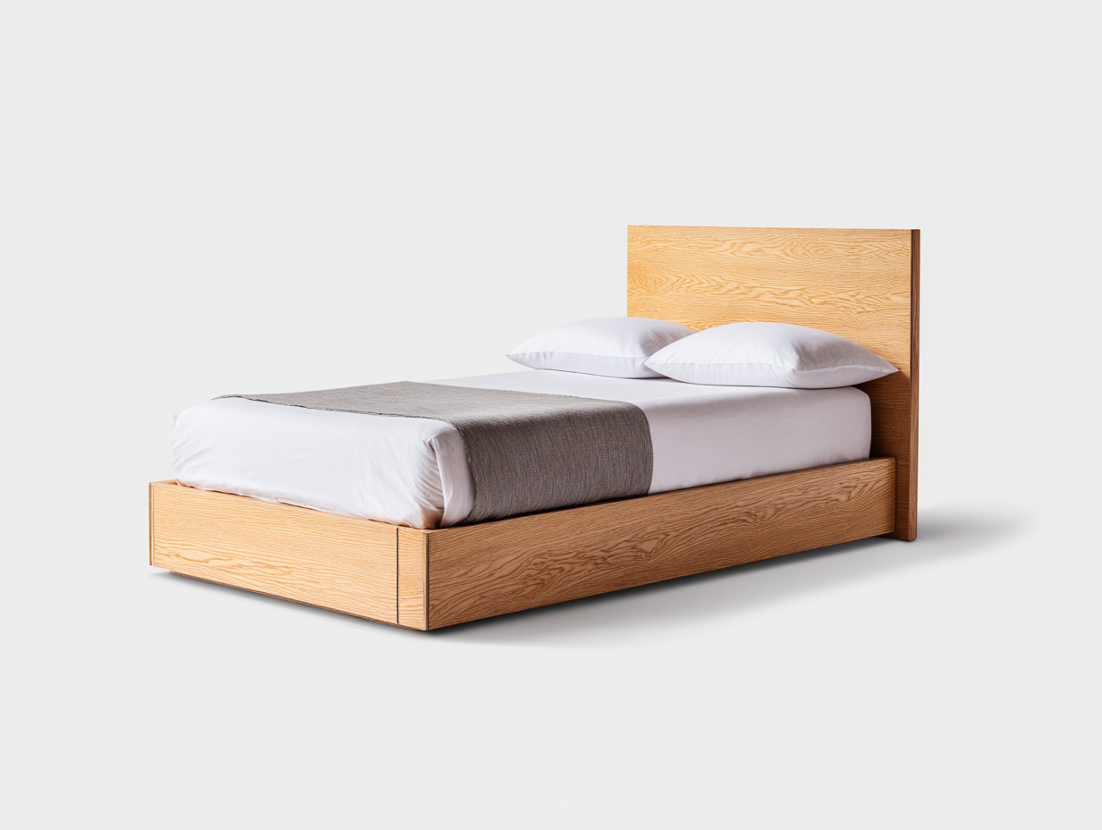 Letto singolo in legno 205x100x105 cm - naturale - design moderno per camera