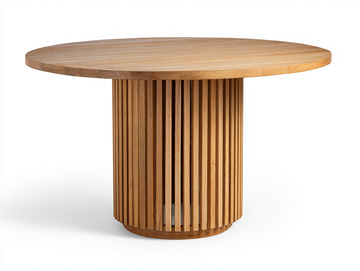 Tavolo da giardino in legno 135x135x75 cm - naturale - design moderno rotondo per esterno