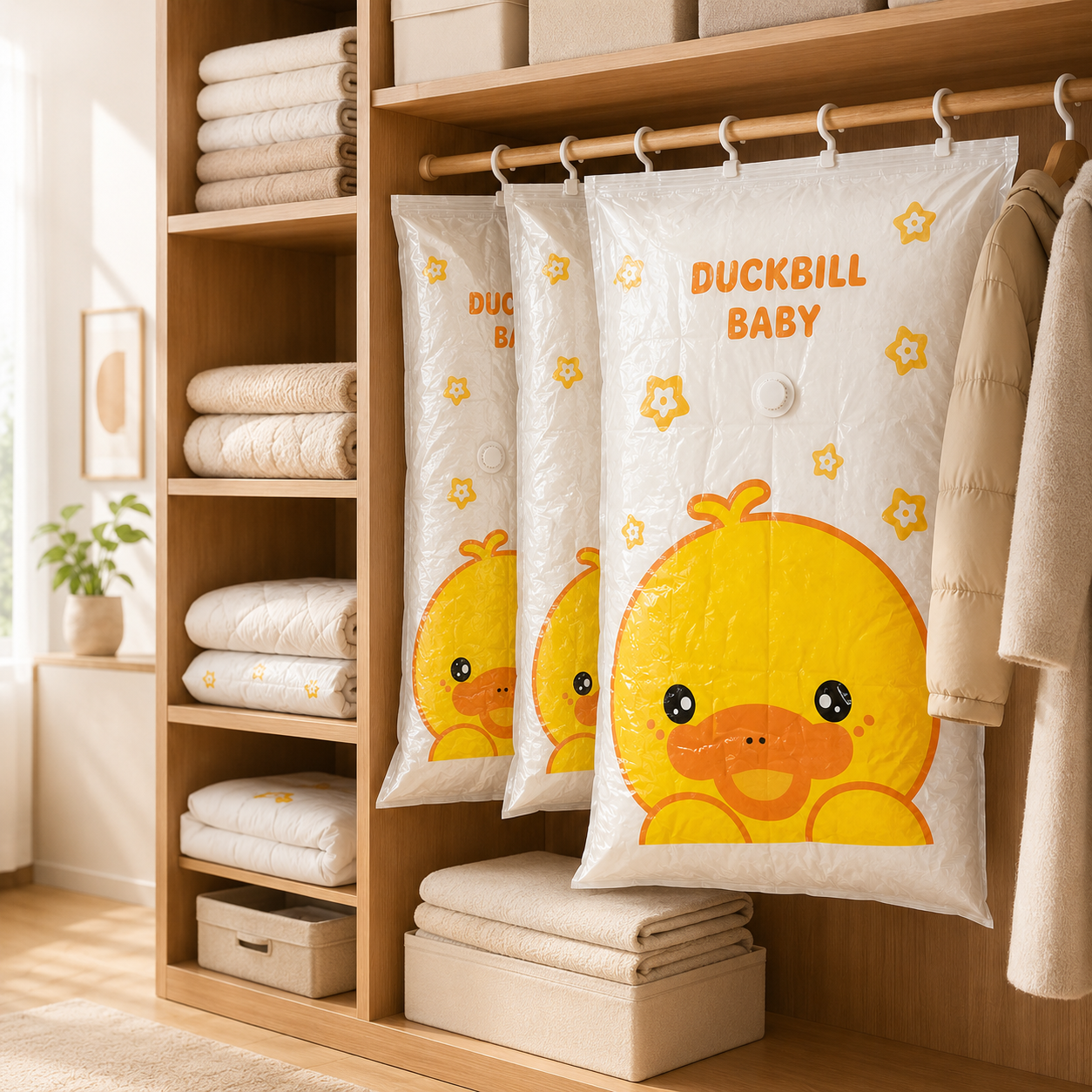 Extra große und dicke Vakuum-Kompressionsbeutel zur Aufbewahrung von Decken, Kleidung und Haushaltsgegenständen. Aufbewahrungsbeutel für Kleidung im Großhandel.