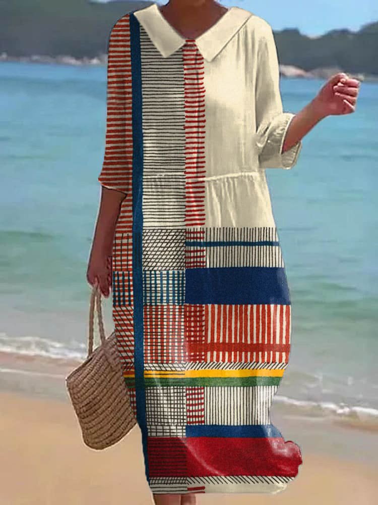 Cotton Casual Geometric Dress
