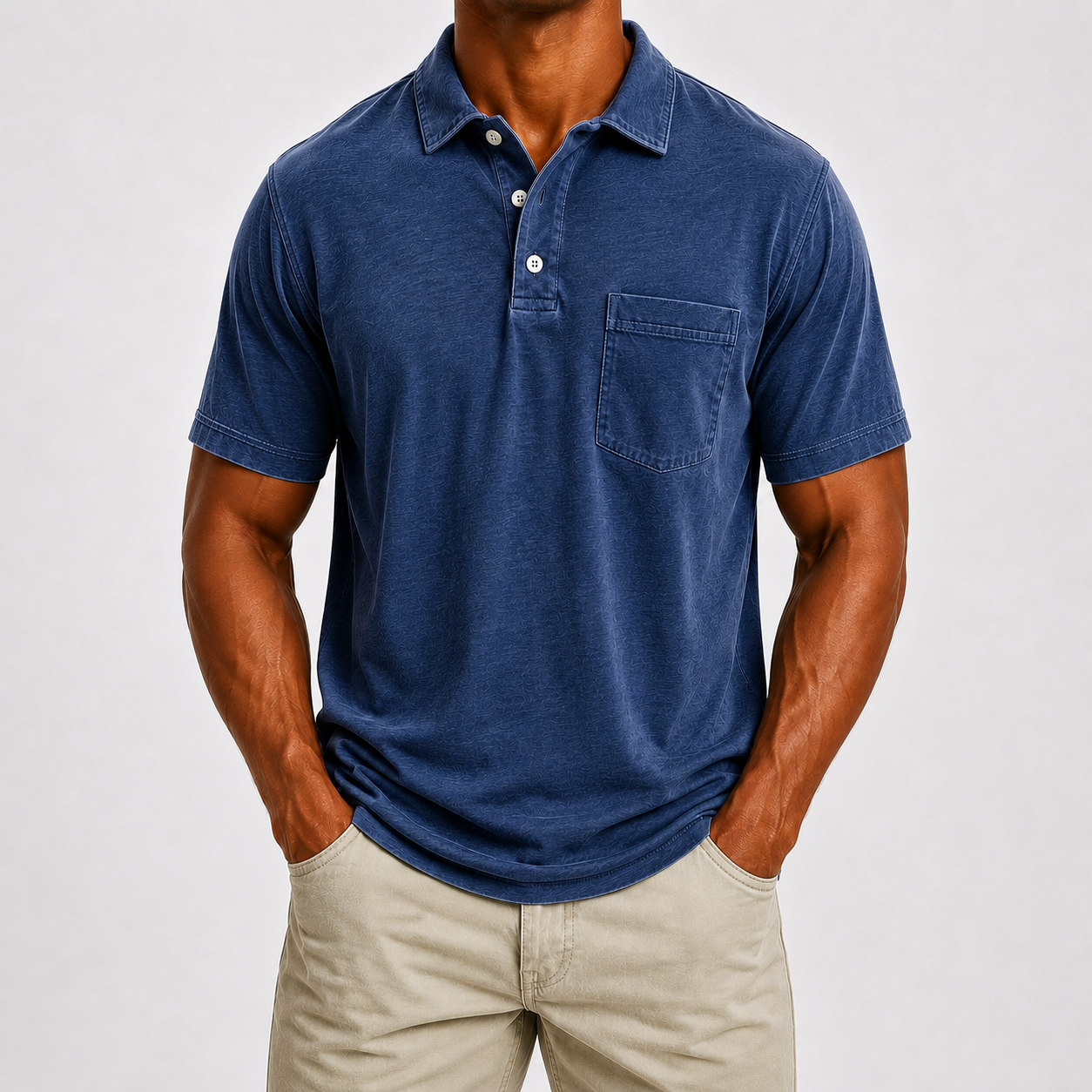 Limited Deal 8-Pack Men's Washed Cotton Blend Pocket Polo Shirts, Lightweight Breathable 3-Button Relaxed Fit