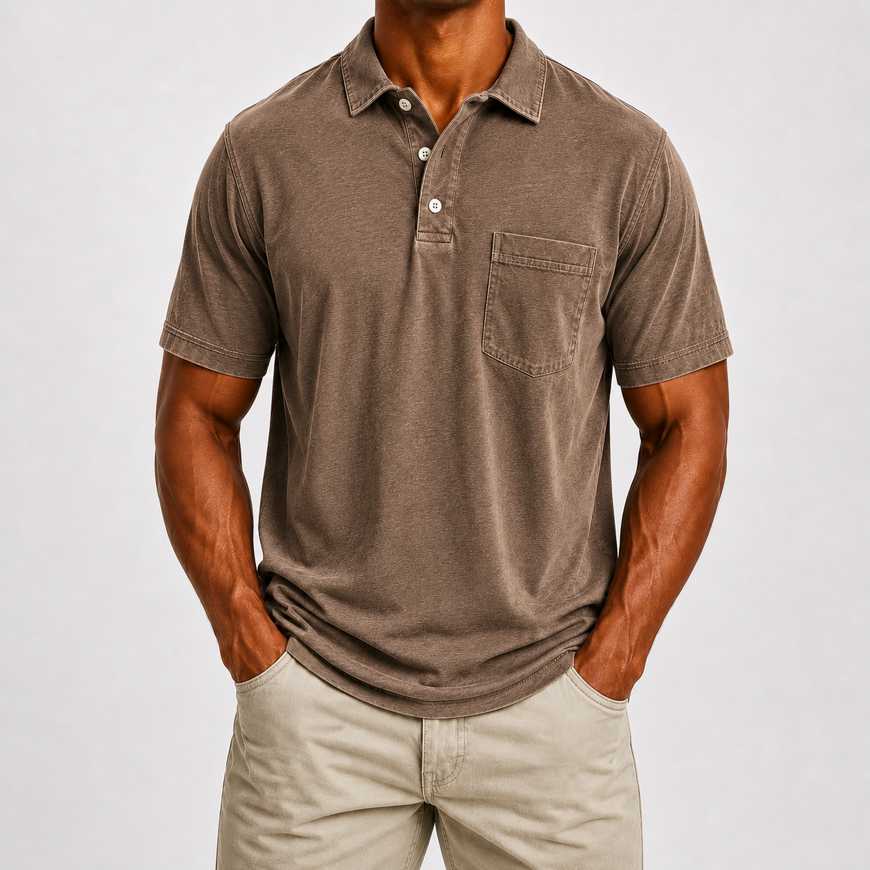 Limited Deal 8-Pack Men's Washed Cotton Blend Pocket Polo Shirts, Lightweight Breathable 3-Button Relaxed Fit