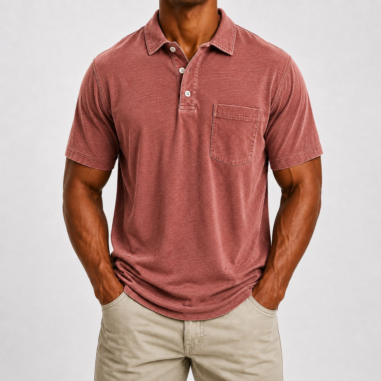 Limited Deal 8-Pack Men's Washed Cotton Blend Pocket Polo Shirts, Lightweight Breathable 3-Button Relaxed Fit