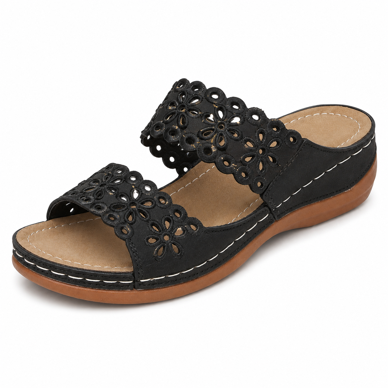 Vintage-Slipper-Sandalen mit flachem Absatz im schlichten Design
