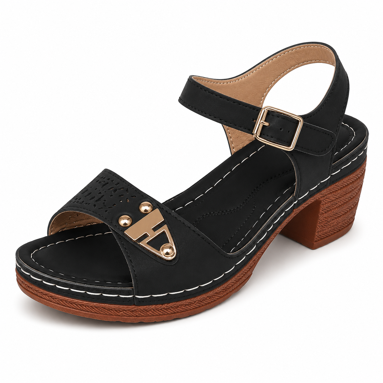 Vintage-Schuhe, schlicht, mit Schnürung, hoher Absatz, offene Ferse, Metall