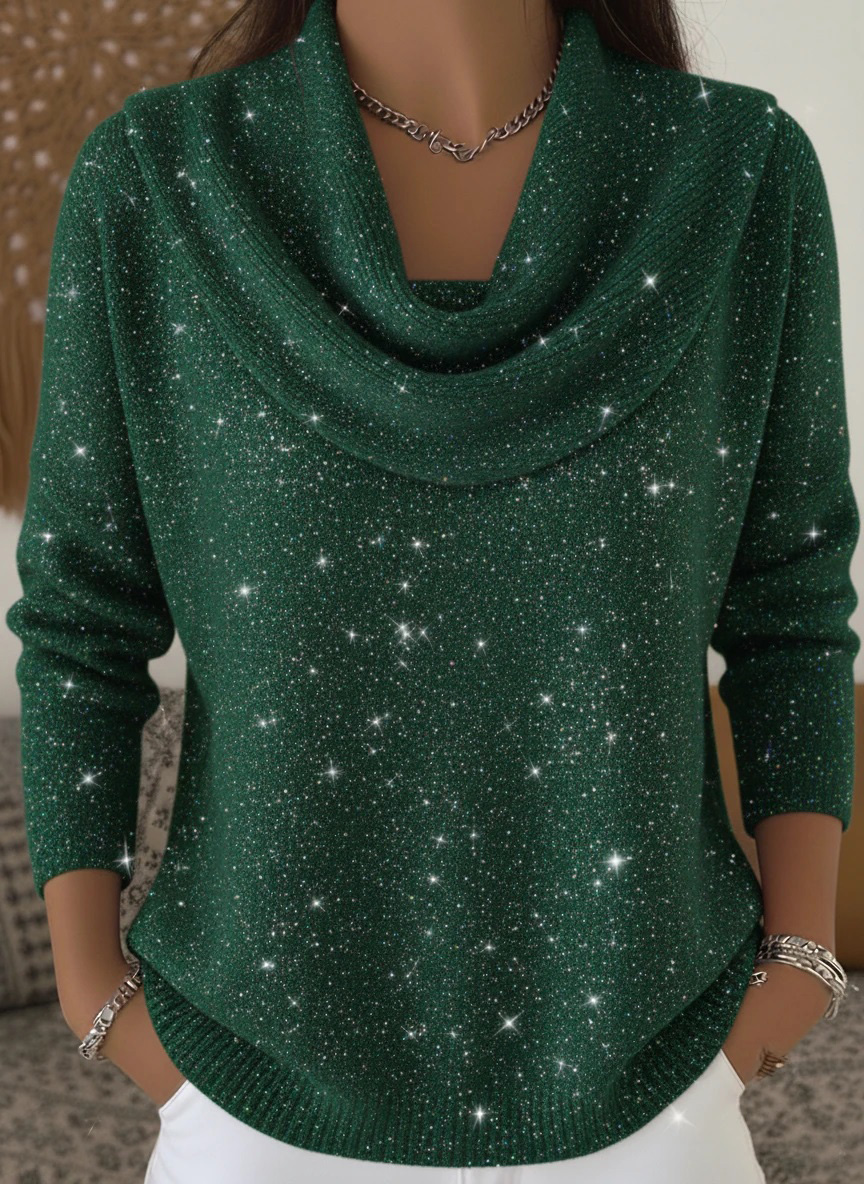 🎄 Räumungsverkauf 🔥 Eleganter, einfarbiger, lockerer, glänzender Damenpullover