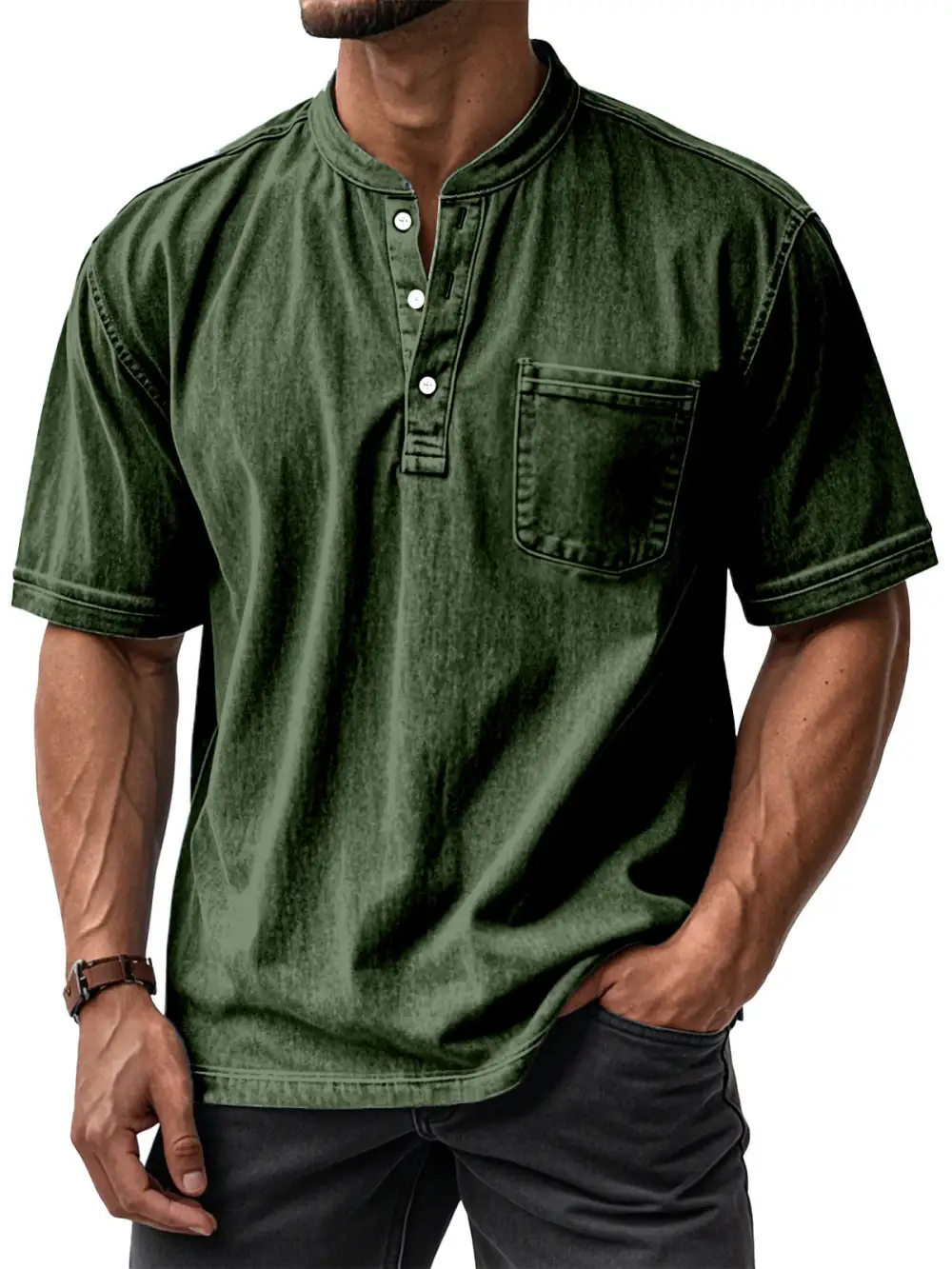 Men's Soft Washed Denim Casual T-Shirt