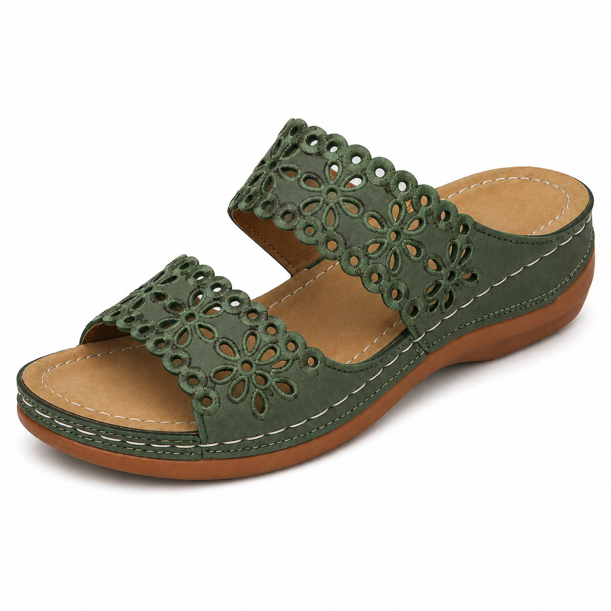 Vintage-Slipper-Sandalen mit flachem Absatz im schlichten Design