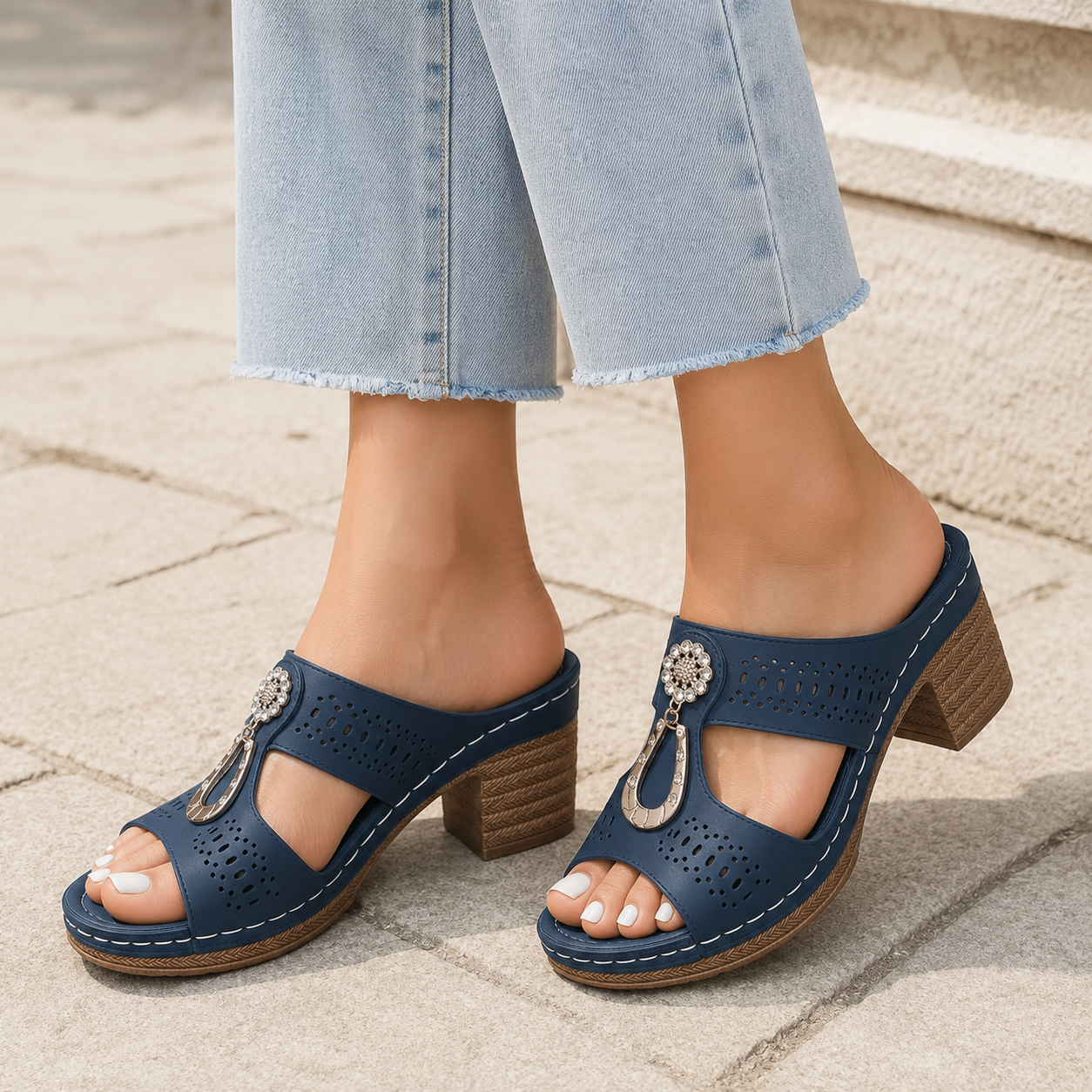 Livia | Komfortable Damen-Sandaletten mit Schmuckdetail