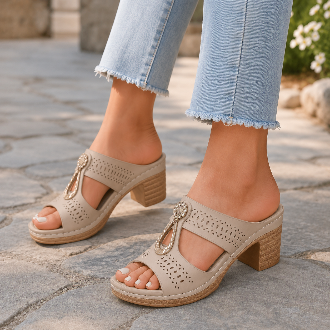 Livia | Komfortable Damen-Sandaletten mit Schmuckdetail