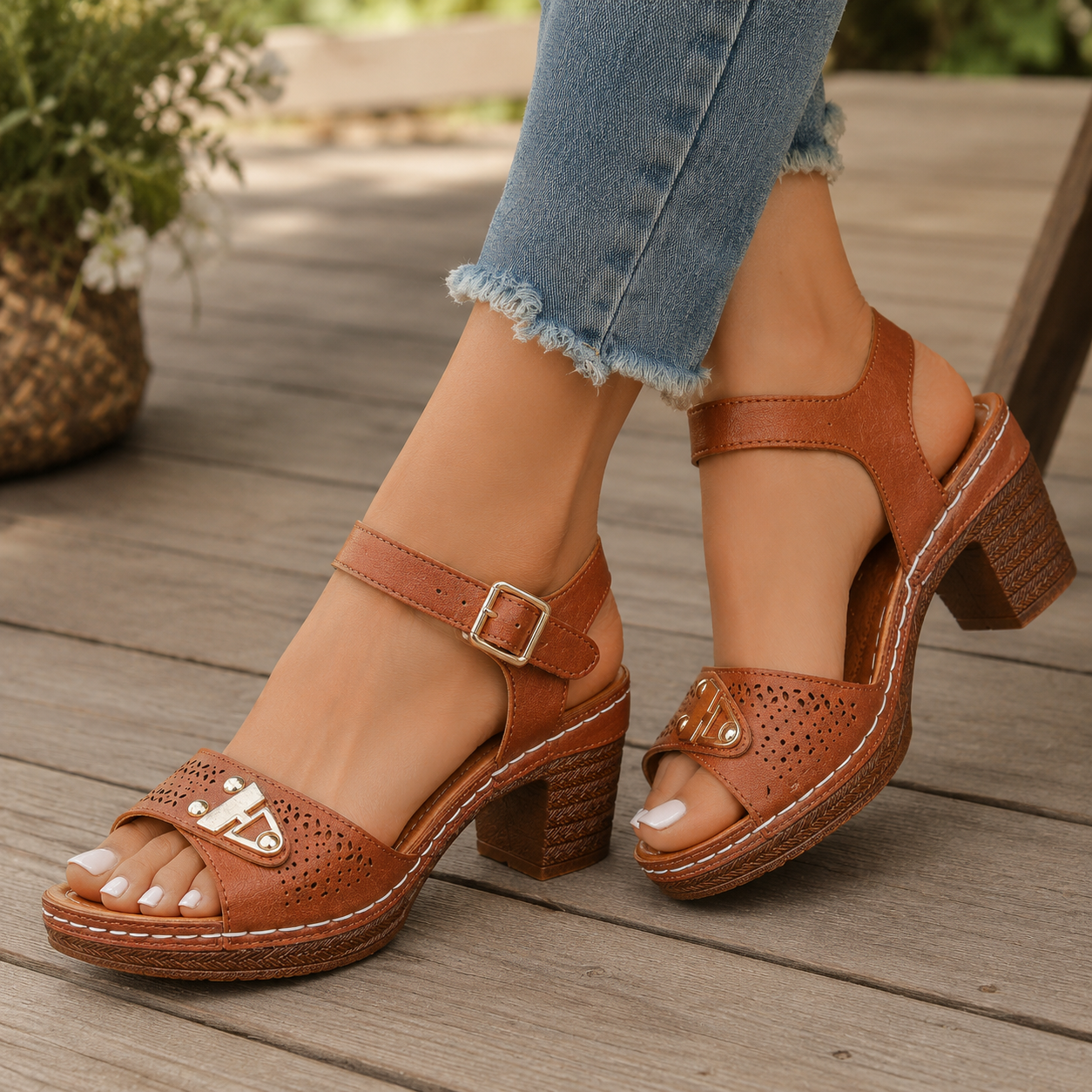 Vintage-Schuhe, schlicht, mit Schnürung, hoher Absatz, offene Ferse, Metall