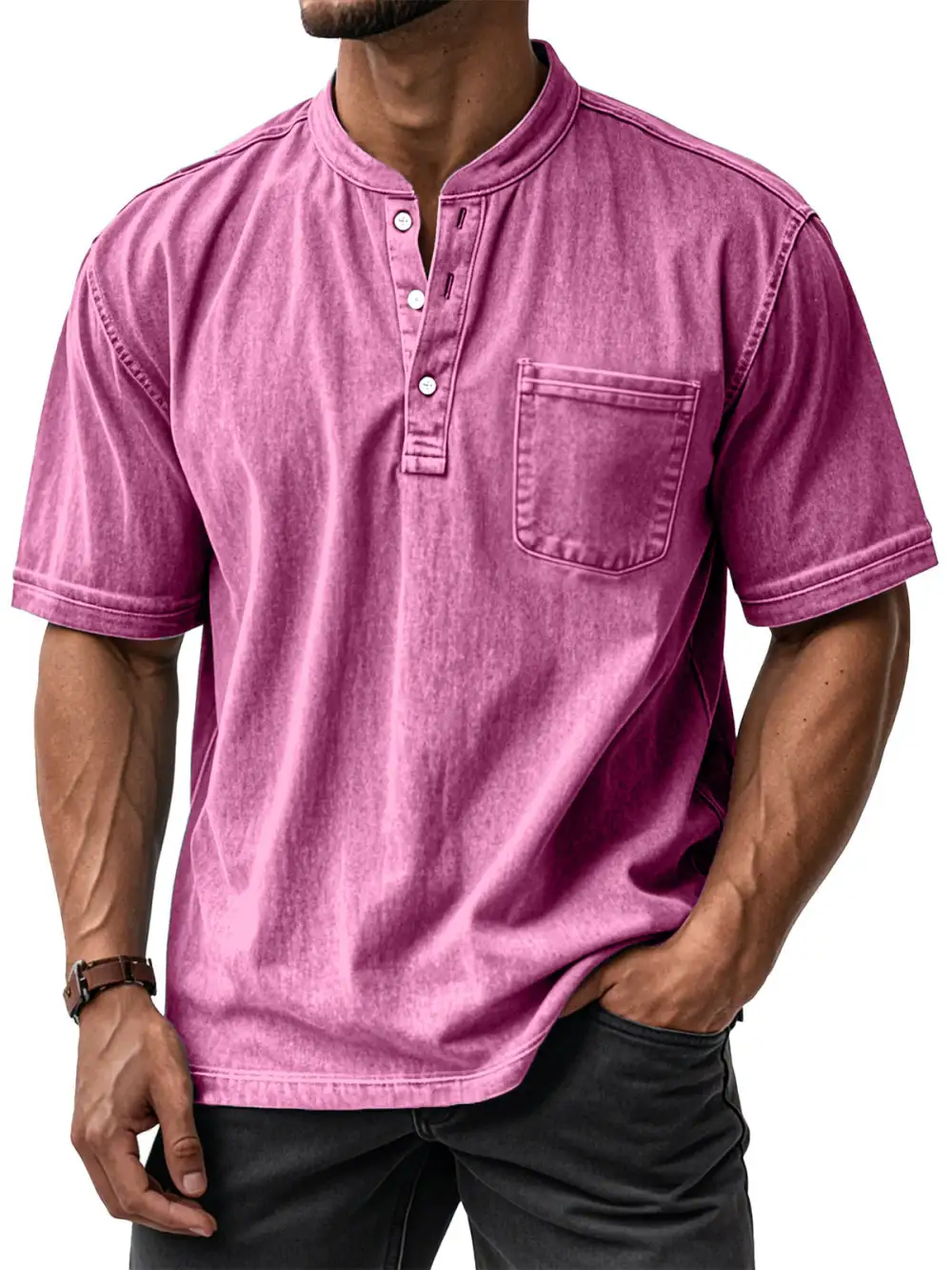 Men's Soft Washed Denim Casual T-Shirt