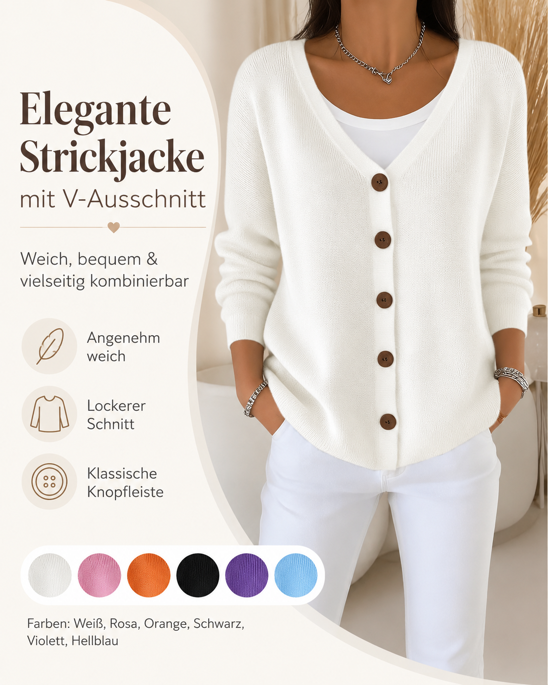 Women's Casual Button Cardigan Sweater