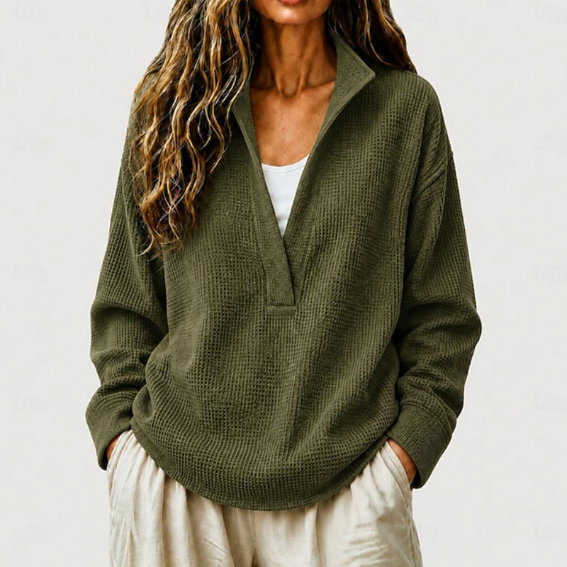 🔥Damen-Kapuzenpullover aus Waffelstrick mit Kordelzug, 3/4-Fledermausärmeln, Oversize-Schnitt und kurzem Schnitt