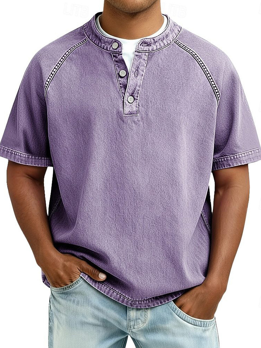 Men's business casual washed denim shirt