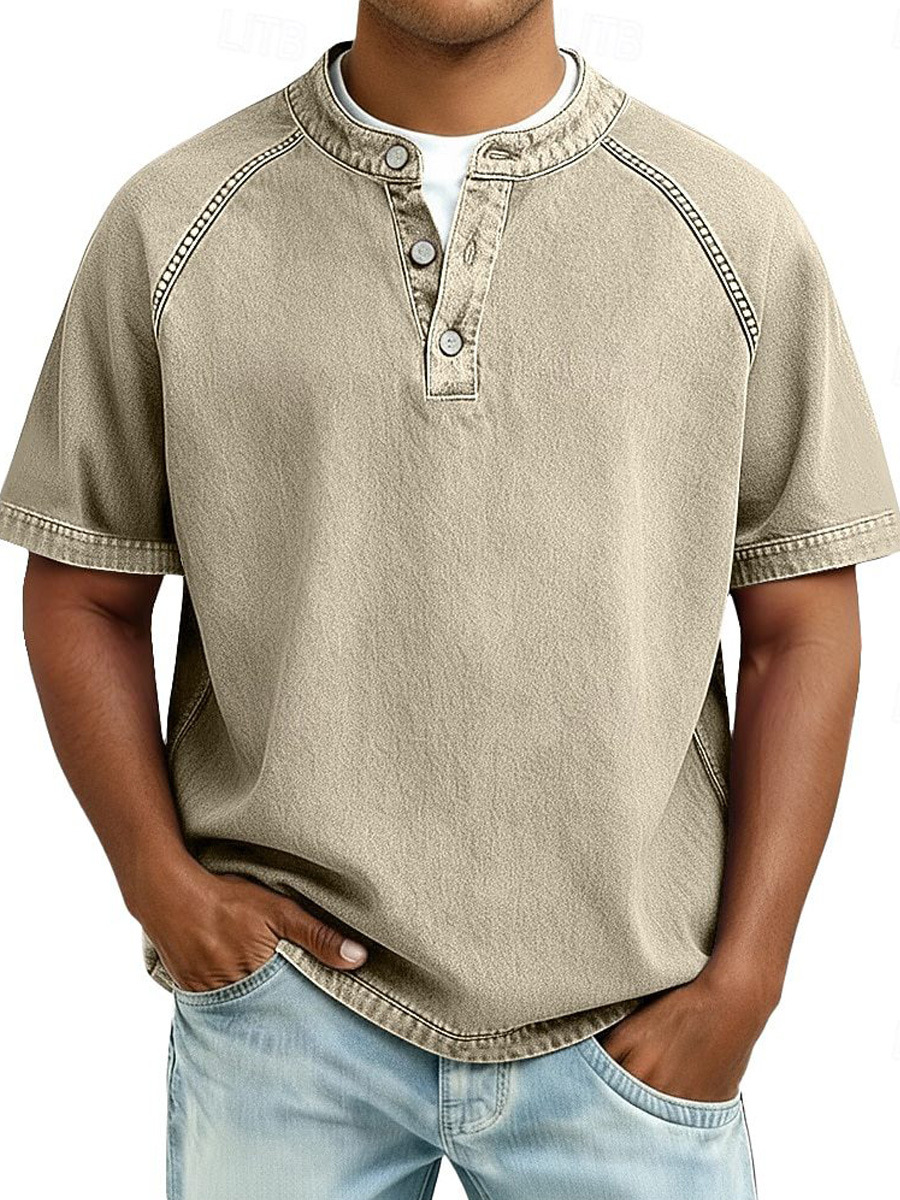 Men's business casual washed denim shirt