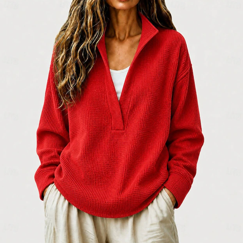 🔥Damen-Kapuzenpullover aus Waffelstrick mit Kordelzug, 3/4-Fledermausärmeln, Oversize-Schnitt und kurzem Schnitt