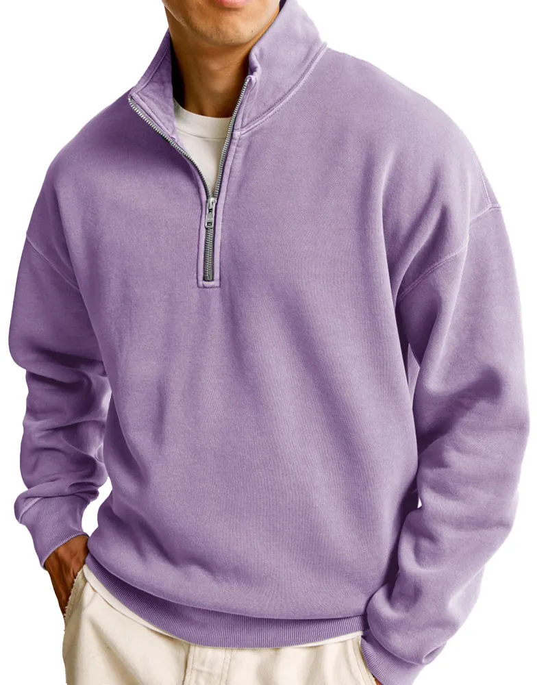 ⏰Saisonaler Abverkauf🔥Herren-Sweatshirt aus Waffelpiqué mit Stehkragen und Tasche