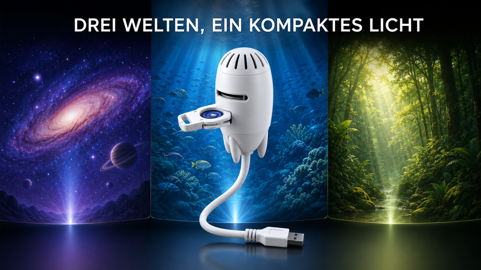 Drei Projektionswelten in einem kompakten Licht