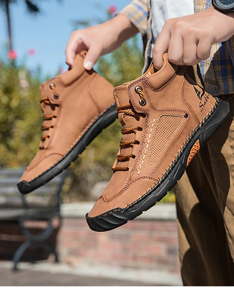 Mittelhoher Herren-Freizeitstiefel mit runder Zehenpartie