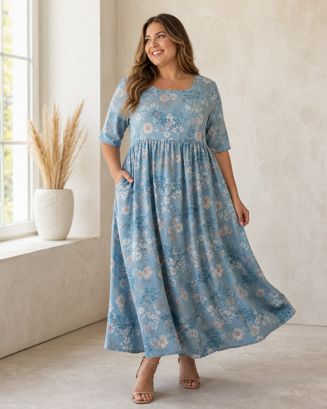 Luftiges Maxikleid mit locker fallender A-Linie