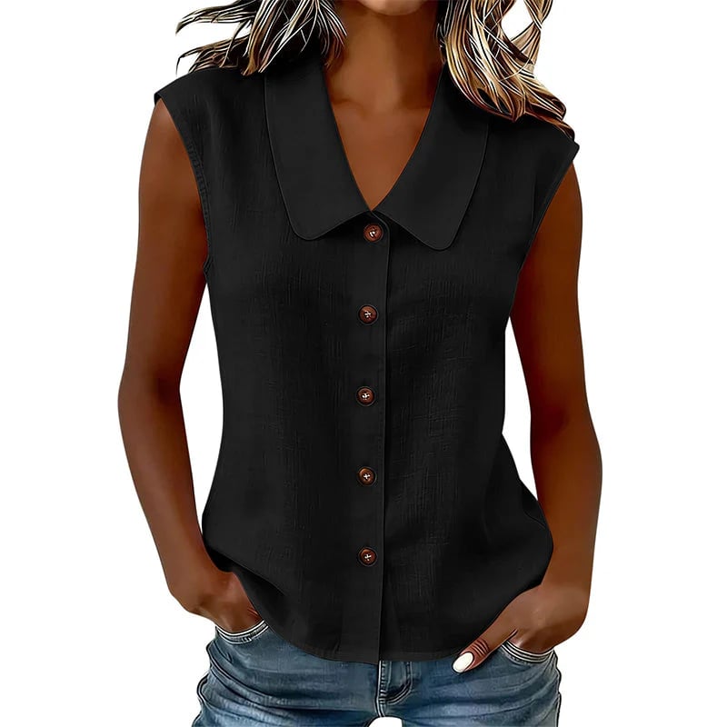 Women’s V-Neck Button-Down Top