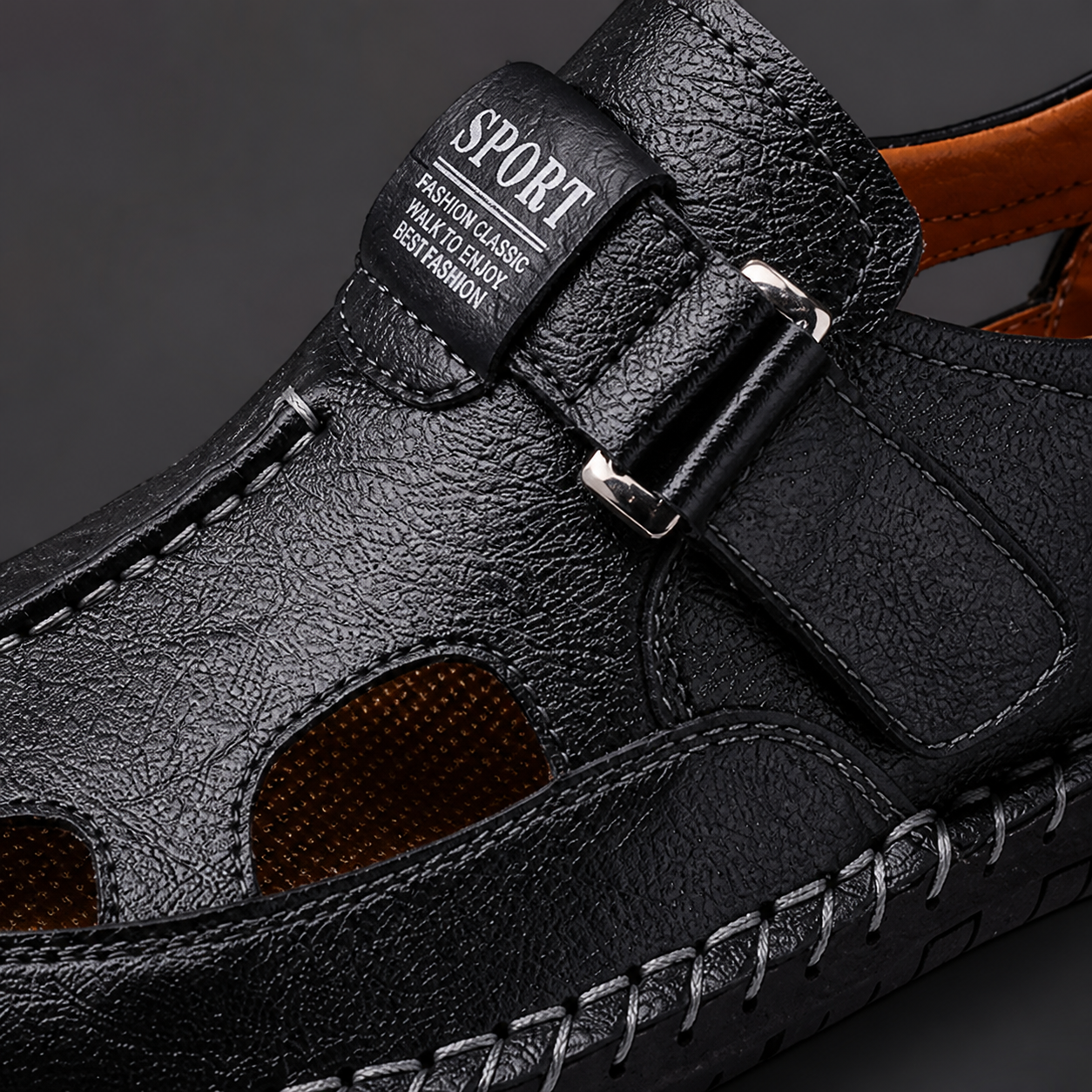 Offene Sandalen in Blau, Schwarz, Braun und Weiß
