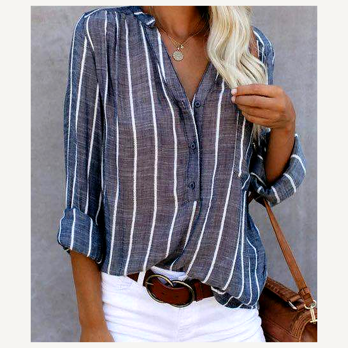 💫 Trend-Look | Leichte, gestreifte Bluse mit V-Ausschnitt