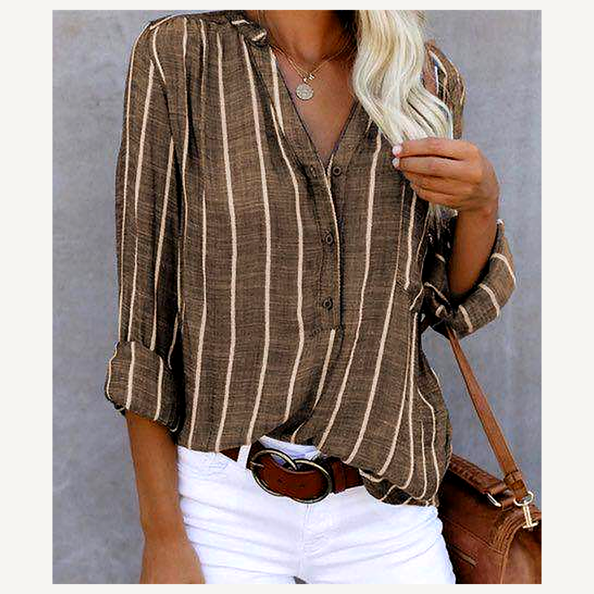 💫 Trend-Look | Leichte, gestreifte Bluse mit V-Ausschnitt