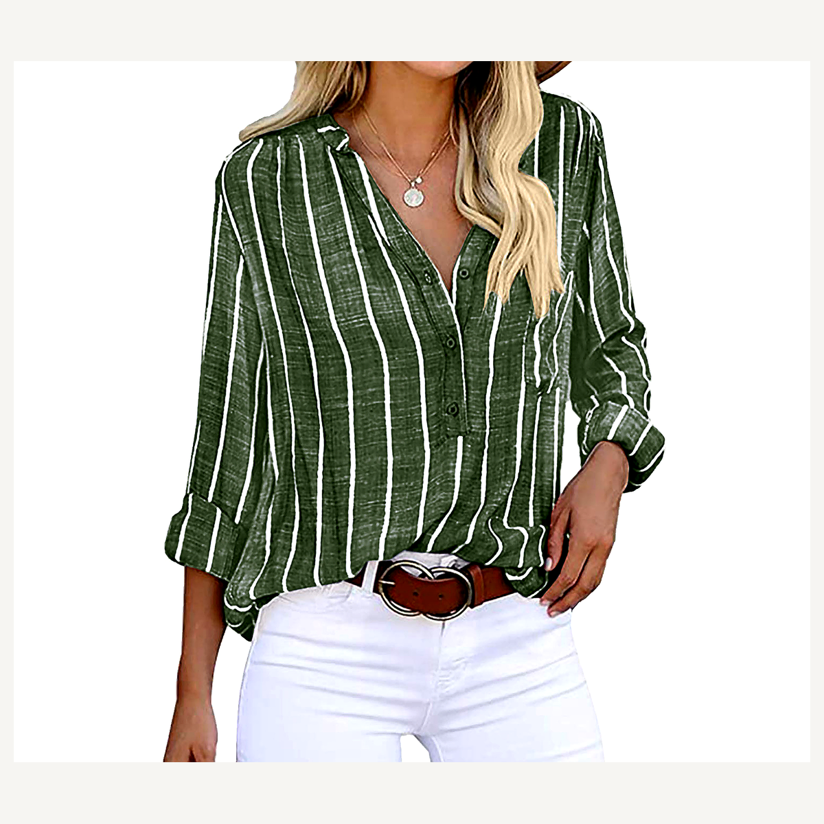 💫 Trend-Look | Leichte, gestreifte Bluse mit V-Ausschnitt