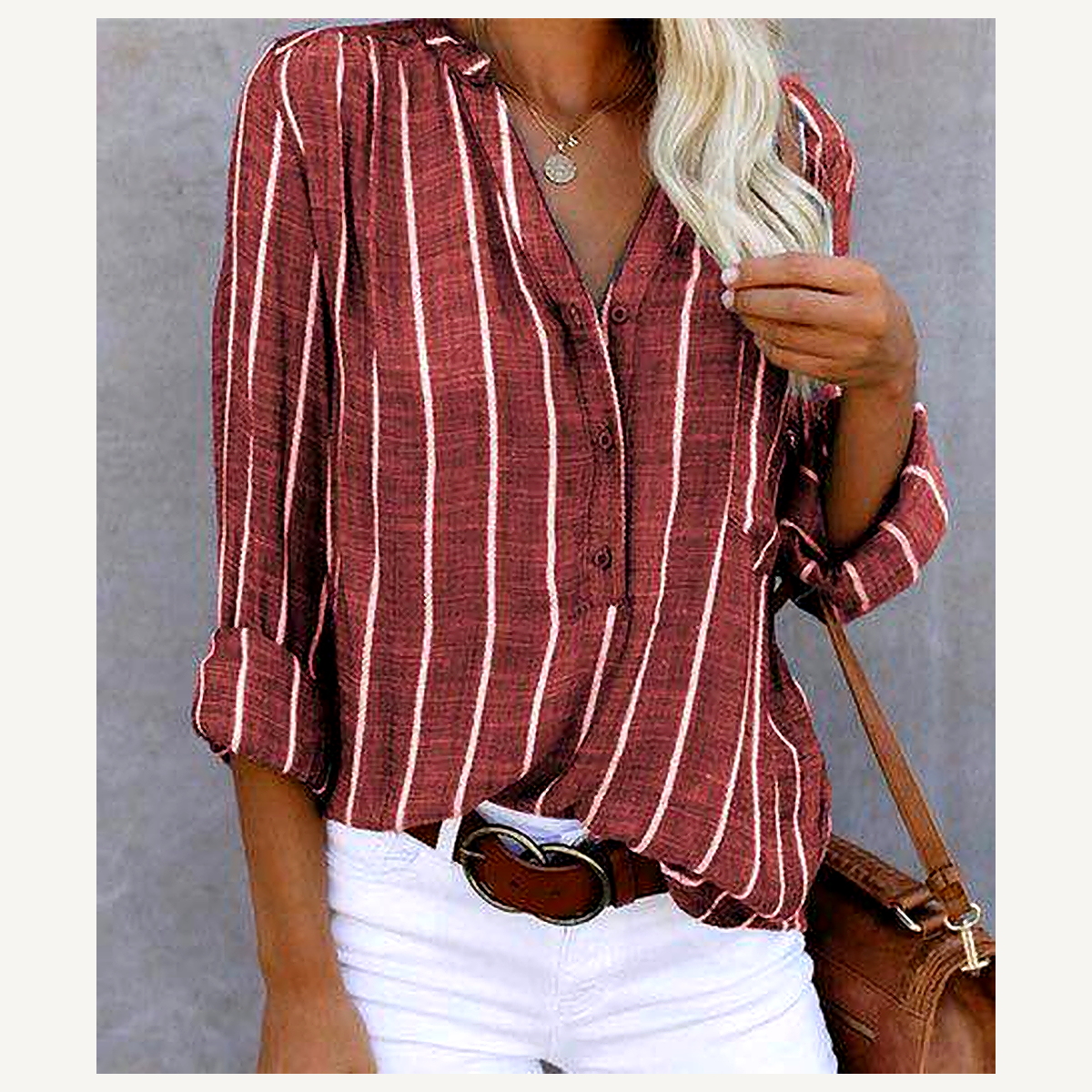 💫 Trend-Look | Leichte, gestreifte Bluse mit V-Ausschnitt
