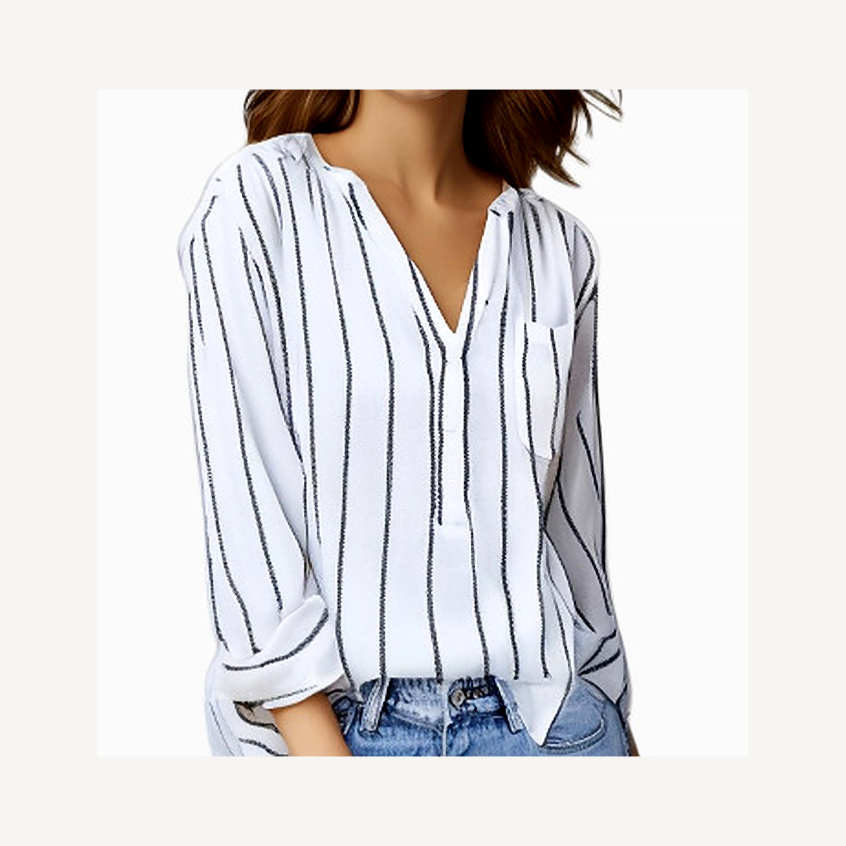 💫 Trend-Look | Leichte, gestreifte Bluse mit V-Ausschnitt