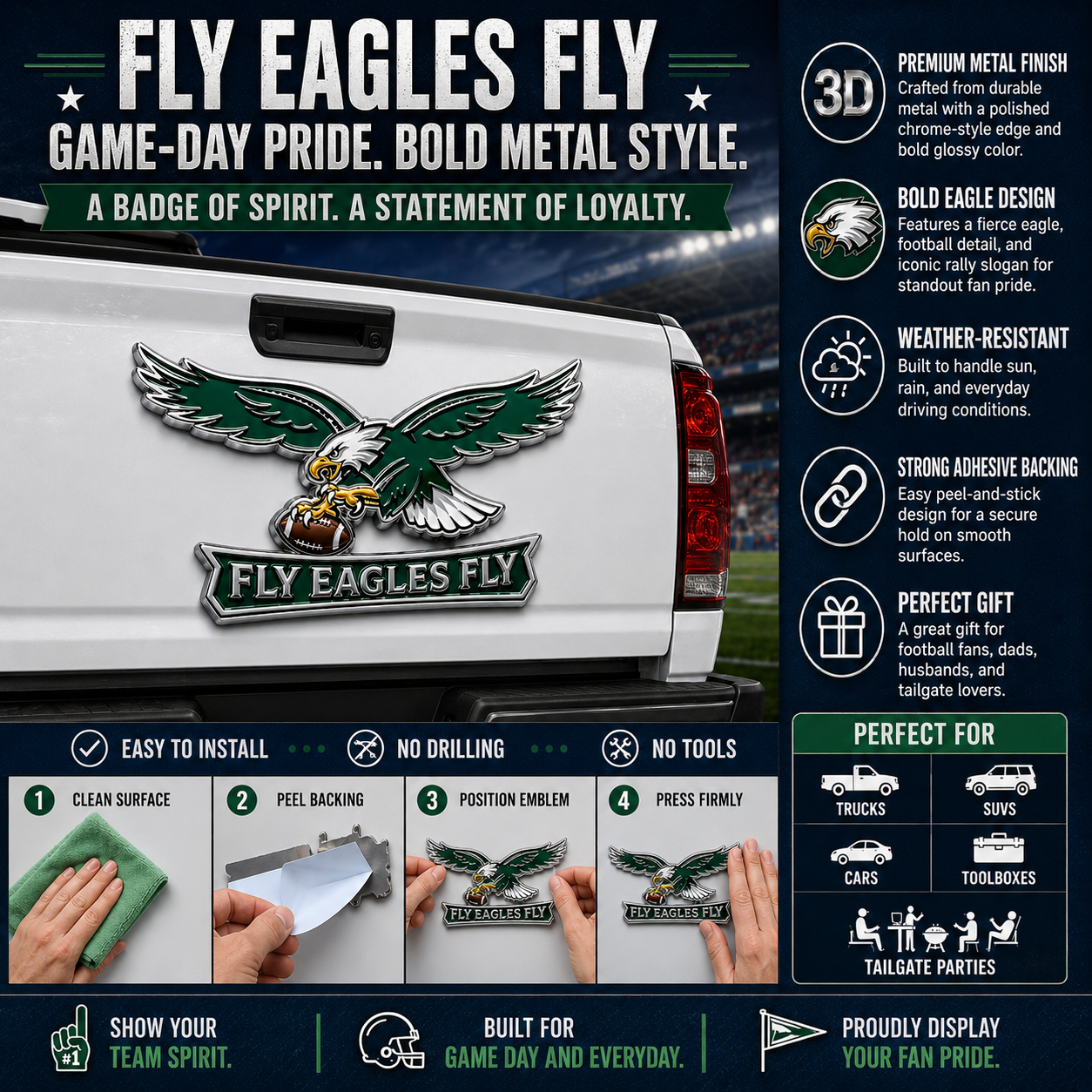 🦅 Fly Eagles Fly Car Emblem