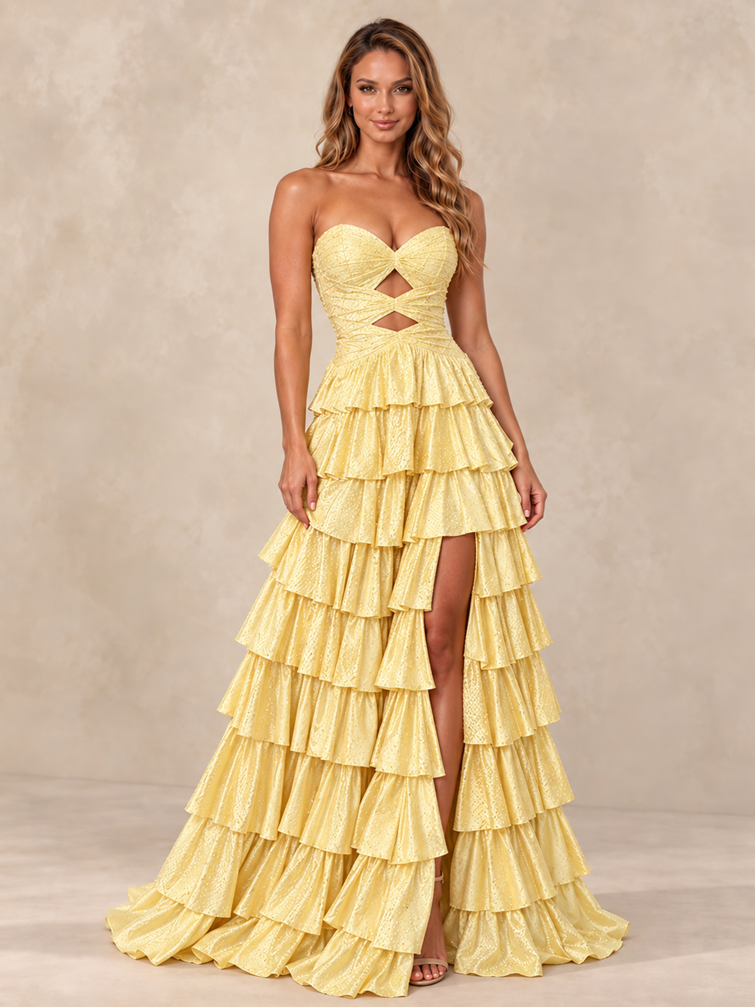 Sparkly Beaded Sweetheart A-Line Long Prom Dress with Keyhole