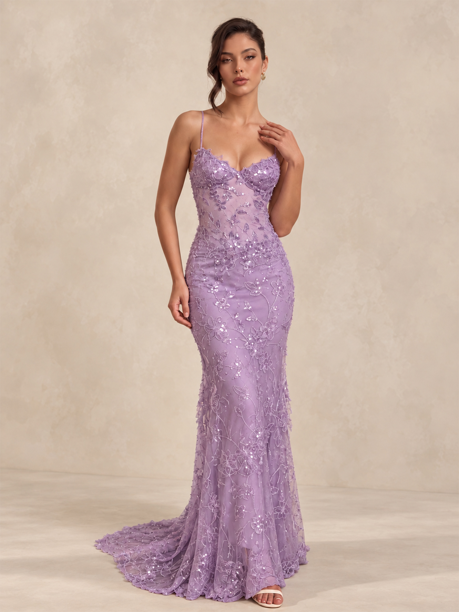 Spaghetti Straps Lace Prom Dress