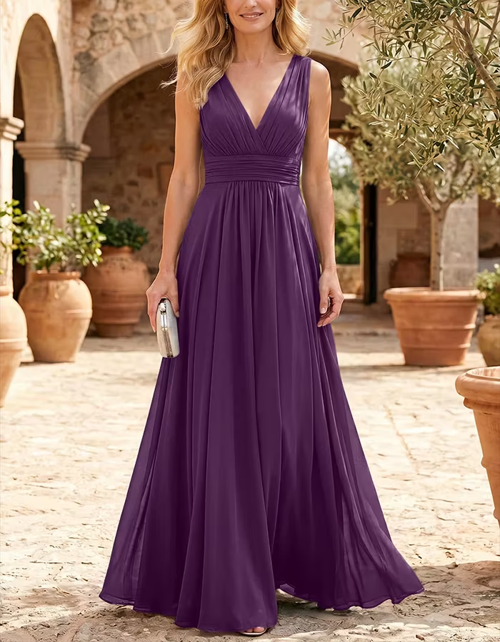 Navy Blue Sleeveless Chiffon Maxi Dress