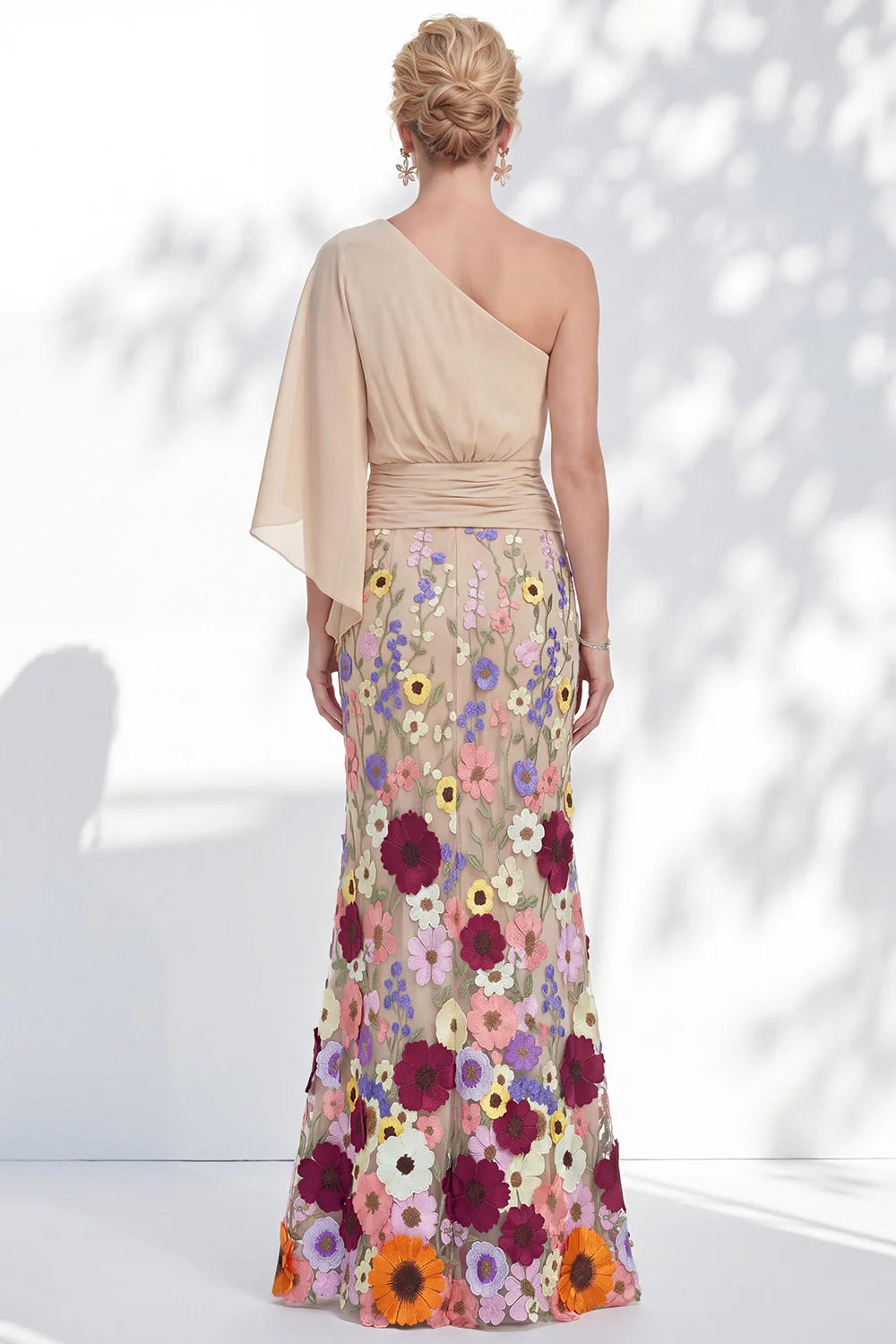 Floral Mermaid One Shoulder Maxi Dress